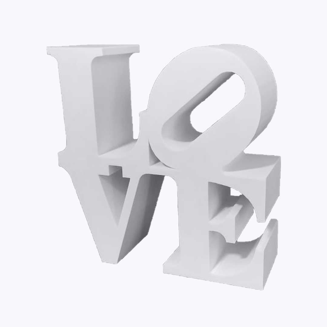 Escrita Love Branco em impressão 3D