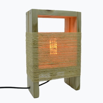 Luminaria em madeira com barbante abajur rustico