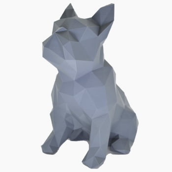 Bulldog animal geométrico escultura 3d cão cinza