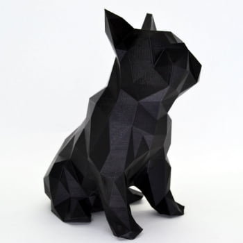 Bulldog animal geométrico escultura 3d cão preto