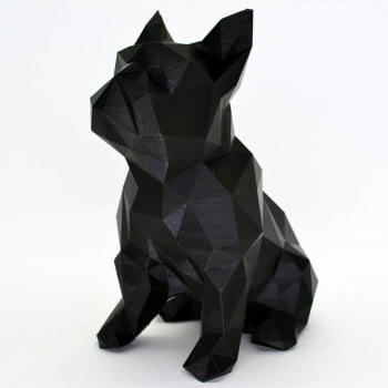 Bulldog animal geométrico escultura 3d cão preto